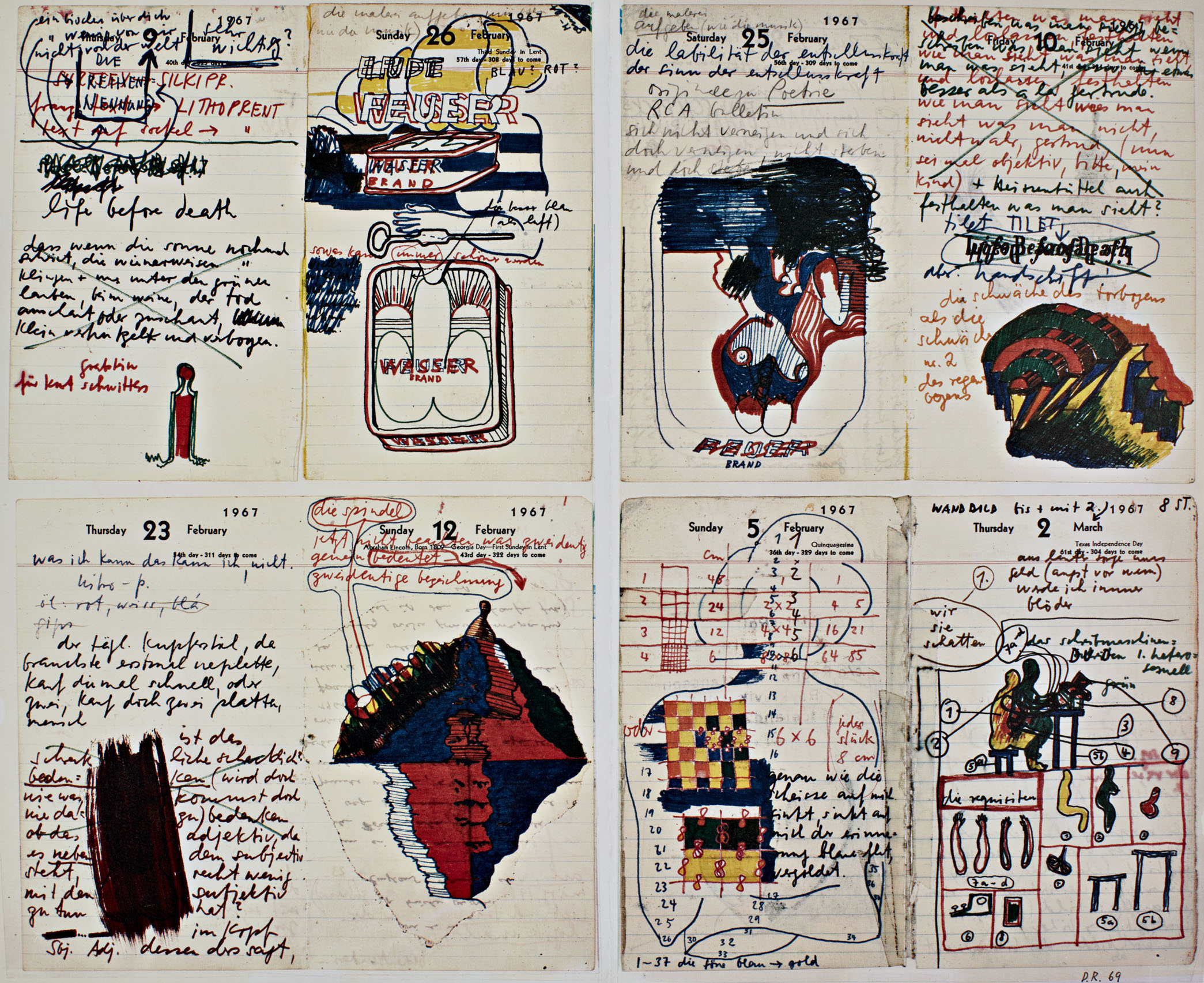 Rot, Diter. Tagebuchseiten # 1 – 8.