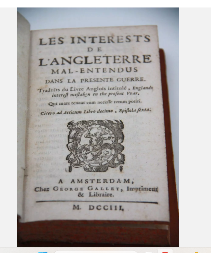 French pamphlet against England predicting the birth of the USA, published in 1703