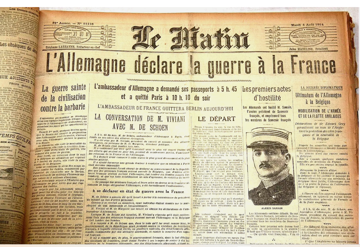 Live history, binding 2nd half of 1914 from Le Matin, perfect condition.