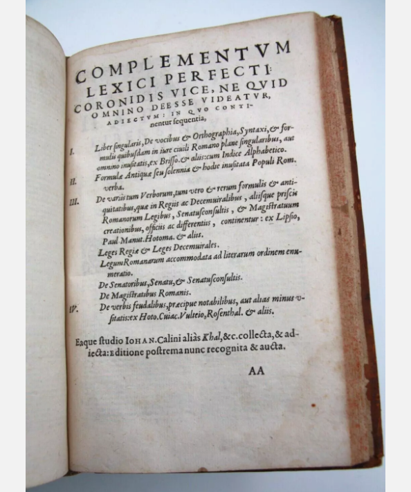 A Protestant humanist dictionary on Roman law and antiquities