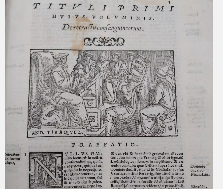 16th century print at a low price: André Tiraqueau Venice 1554, in quarto.