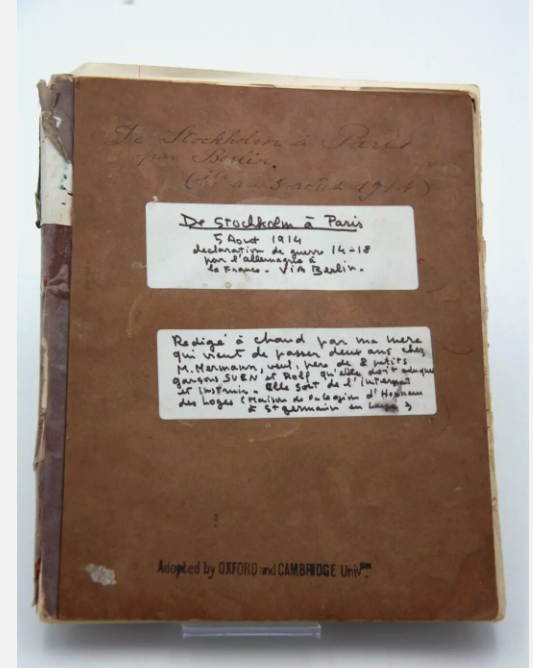 Extremely rare manuscript of Mireille Claris-Rouvier’s journey from August 1 to 5, 1914 (in French)
