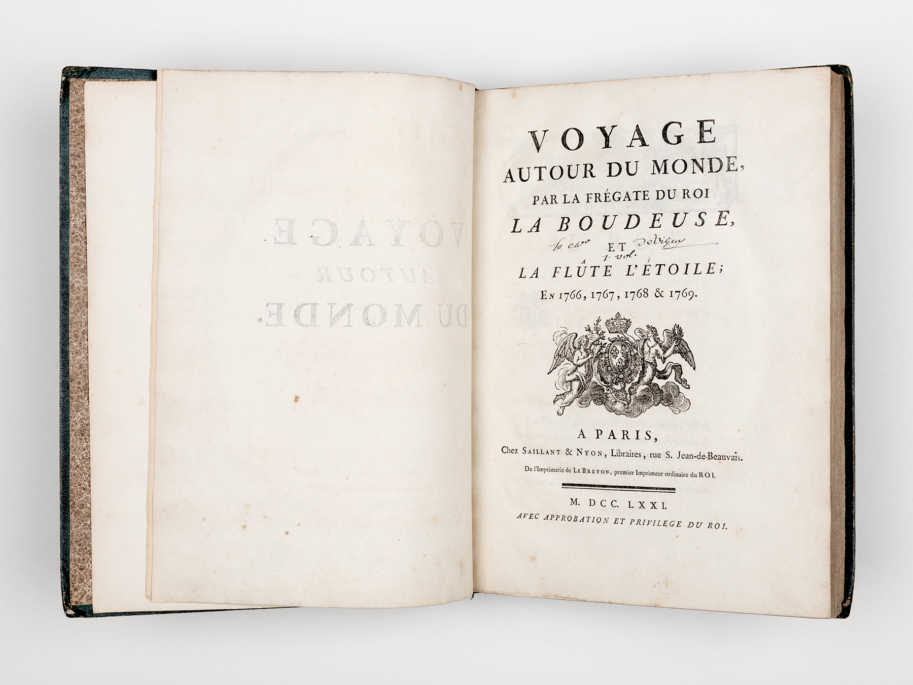 Bougainville, Louis AntoineVoyage autour du monde, par la frégate du roi la Boudeuse, et la flûte l’Etoile; en 1766, 1767, 1768 & 1769.Saillant & Nyon, Paris, 1771