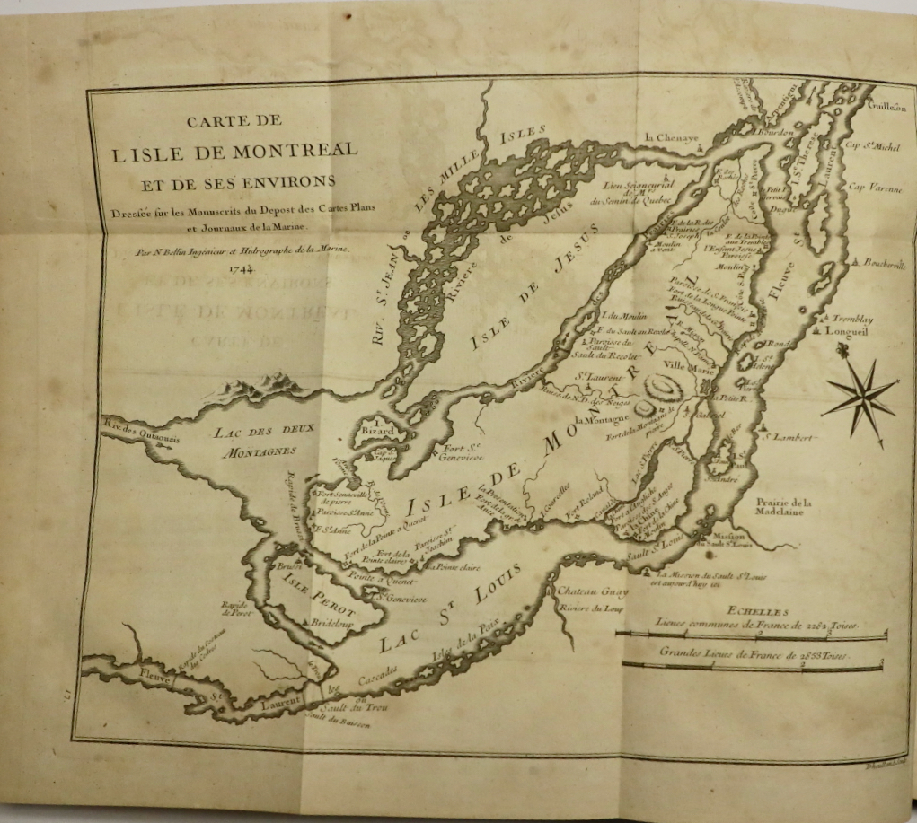 CHARLEVOIX, Pierre Francois Xavier de (1682-1761), Histoire et description générale de la Nouvelle France, avec le journal historique d’un voyage fait par ordre du Roi dans l’Amérique Septentrionnale (sic). Paris: Chez La veuve Ganeau, 1744.