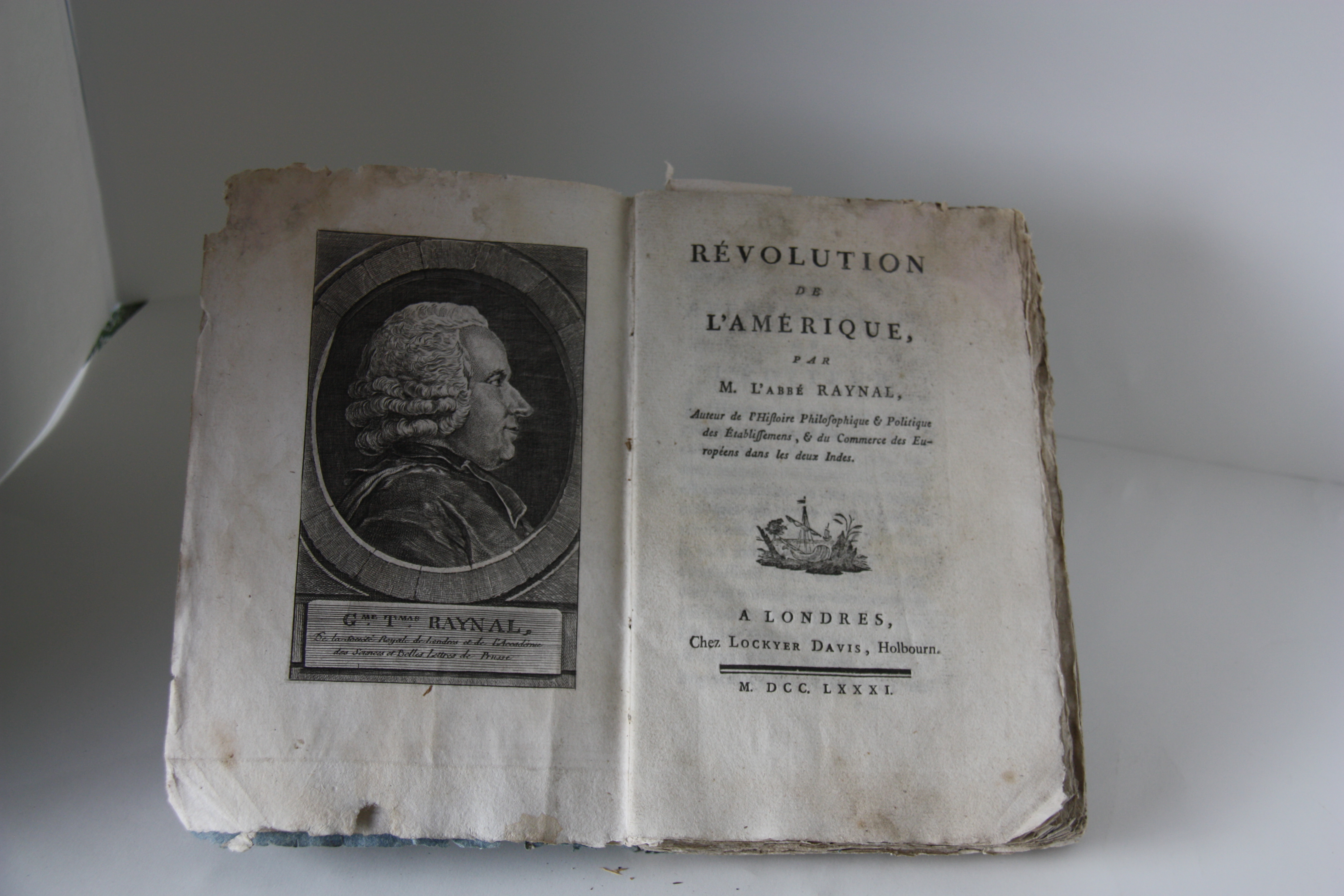 Révolution de l’Amérique by abbé Raynal, Londres 1781