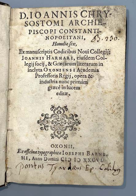 THE EXTREMLY RARE FIRST GREEK BOOK EVER PRINTED IN OXFORD.